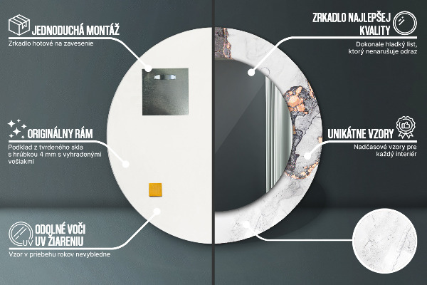 Kerek tükör keret nyomtatással Absztrakt folyadék