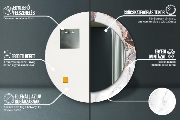 Kerek tükör keret nyomtatással Absztrakt folyadék