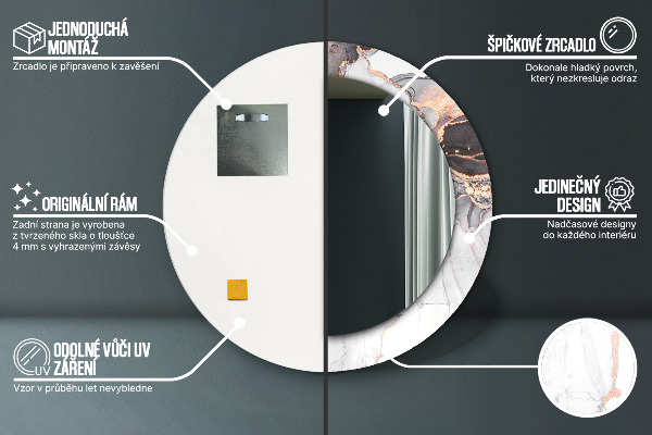 Kerek tükör keret nyomtatással Absztrakt folyadék