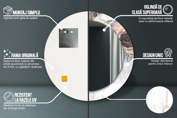 Kerek tükör keret nyomtatással Absztrakt folyadék