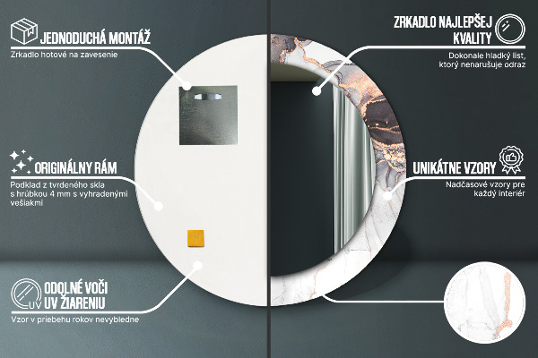 Kerek tükör keret nyomtatással Absztrakt folyadék