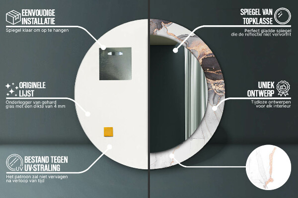 Kerek tükör keret nyomtatással Absztrakt folyadék