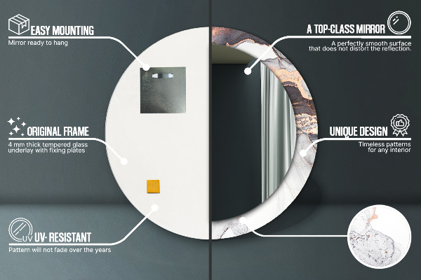 Kerek tükör keret nyomtatással Absztrakt folyadék