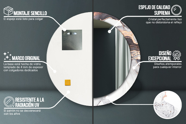 Kerek tükör keret nyomtatással Absztrakt folyadék