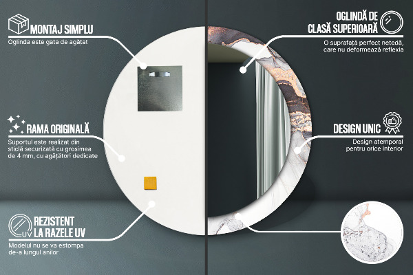 Kerek tükör keret nyomtatással Absztrakt folyadék