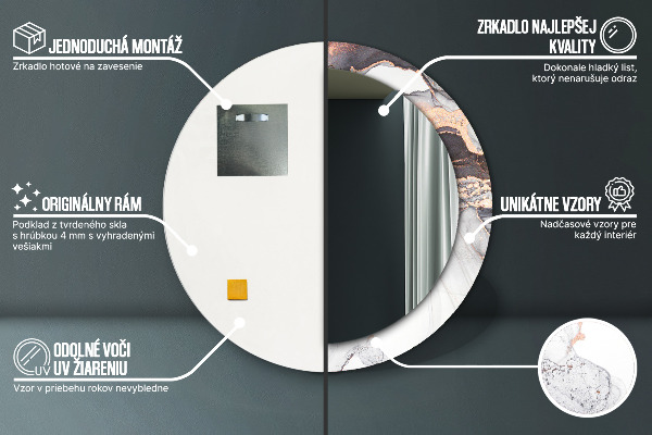 Kerek tükör keret nyomtatással Absztrakt folyadék