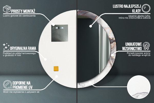 Kerek tükör keret nyomtatással Absztrakt folyadék