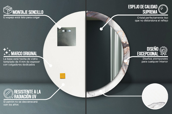 Kerek tükör keret nyomtatással Absztrakt folyadék