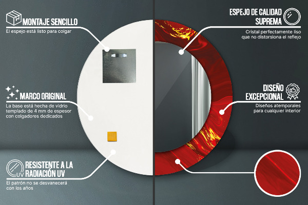 Kerek díszes tükör Vörös márvány