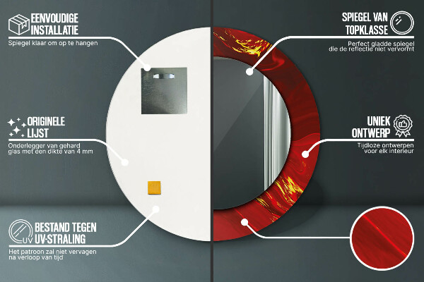 Kerek díszes tükör Vörös márvány