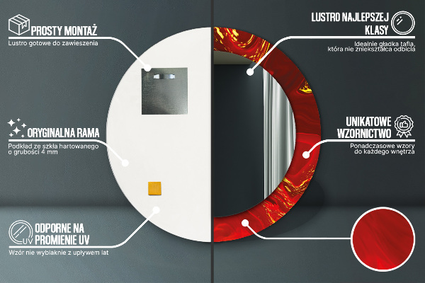 Kerek díszes tükör Vörös márvány