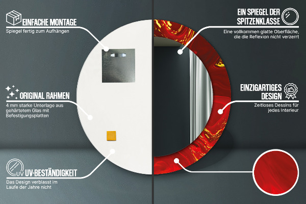 Kerek díszes tükör Vörös márvány