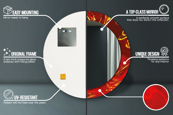 Kerek díszes tükör Vörös márvány