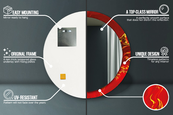 Kerek díszes tükör Vörös márvány