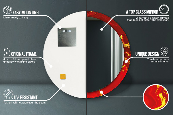 Kerek díszes tükör Vörös márvány