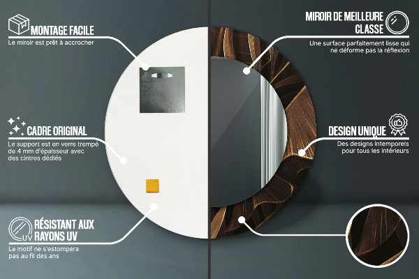 Kerek tükör díszítéssel Barna banán levelek