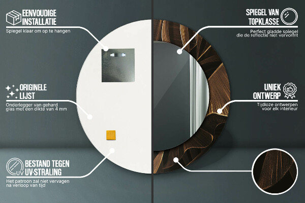 Kerek tükör díszítéssel Barna banán levelek