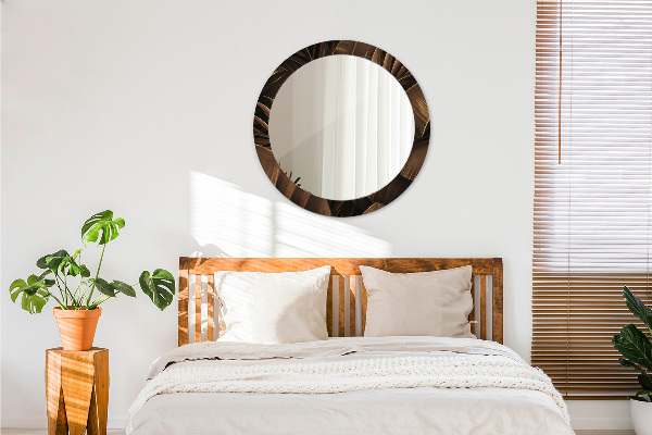 Kerek tükör díszítéssel Barna banán levelek