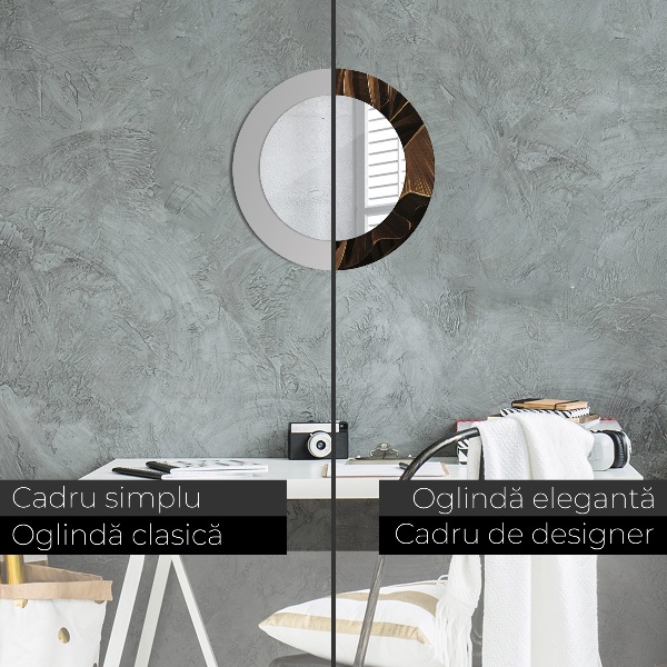 Kerek tükör díszítéssel Barna banán levelek