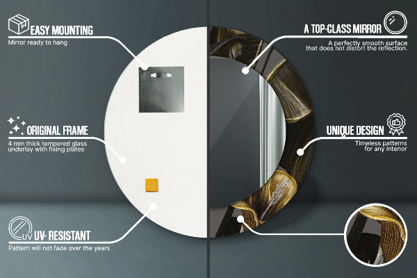 Kerek tükör keret nyomtatással Hibiszkusz virágok