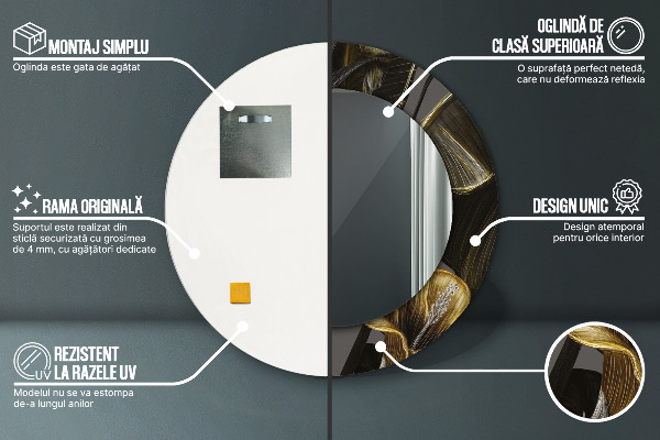 Kerek tükör keret nyomtatással Hibiszkusz virágok