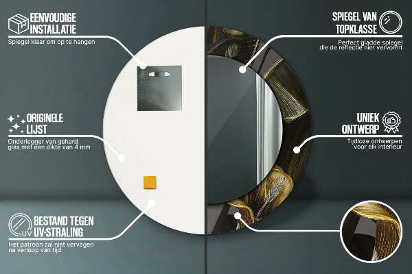 Kerek tükör keret nyomtatással Hibiszkusz virágok