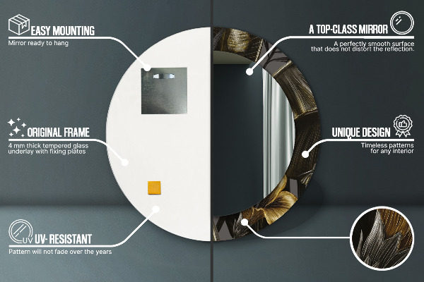 Kerek tükör keret nyomtatással Hibiszkusz virágok