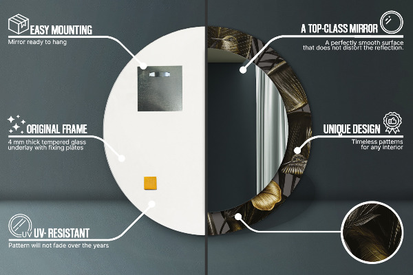 Kerek tükör keret nyomtatással Hibiszkusz virágok