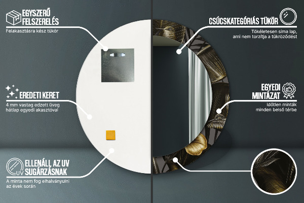 Kerek tükör keret nyomtatással Hibiszkusz virágok