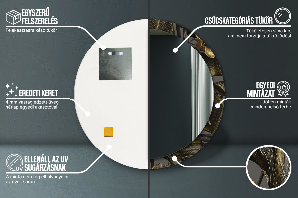 Kerek tükör keret nyomtatással Hibiszkusz virágok