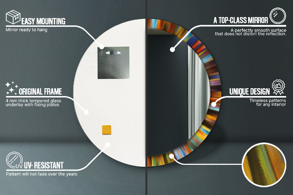 Kerek tükör nyomtatott kerettel Absztrakt radiális minta