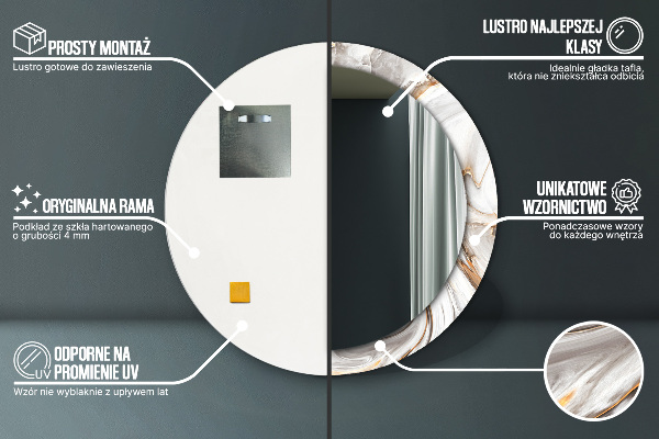 Kerek dísztükör Világos márvány