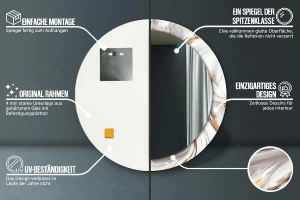 Kerek dísztükör Világos márvány