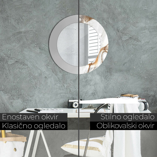 Kerek dísztükör Világos márvány