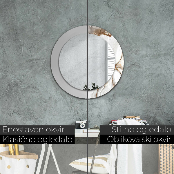 Kerek dísztükör Világos márvány