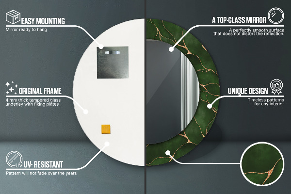 Kerek díszes tükör Absztrakt levél