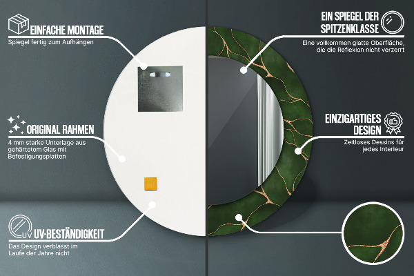 Kerek díszes tükör Absztrakt levél