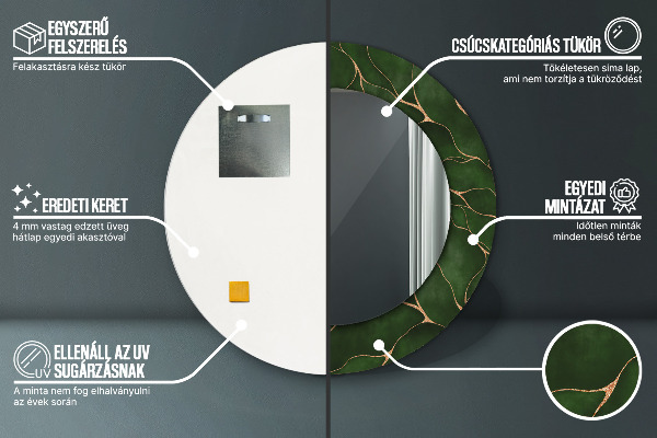 Kerek díszes tükör Absztrakt levél