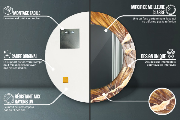 Kerek tükör fali dísz Arany levelek