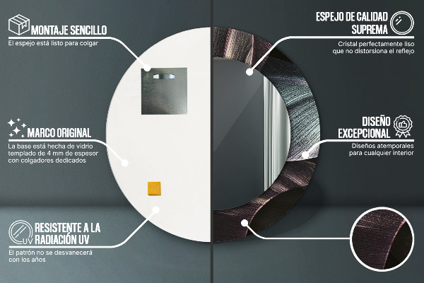 Kerek tükör díszítéssel Sötét trópusi levelek