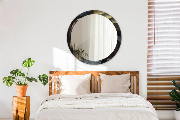 Kerek tükör díszítéssel Sötét trópusi levelek