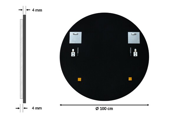 Kerek tükör fekete keretes fi 100 cm