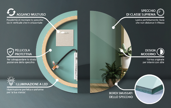 Fürdőszobai led kerek fali tükör fi 90 cm