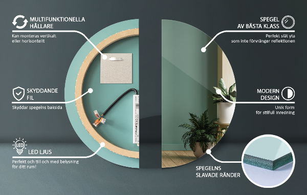 Fürdőszobai led kerek fali tükör fi 90 cm