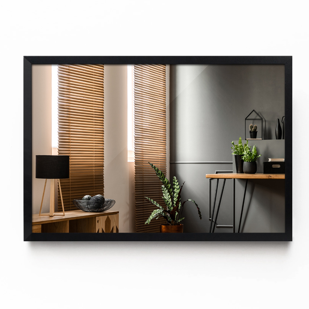 Modern fali tükör fekete kerettel 100x70 cm