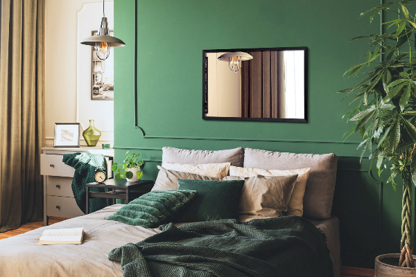 Modern fali tükör fekete kerettel 100x70 cm