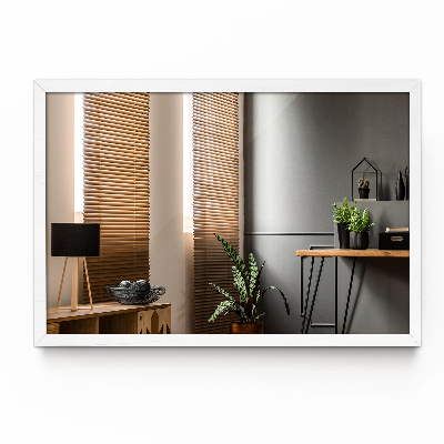 Téglalap alakú tükör fehér kerettel a hálószobába 100x70 cm