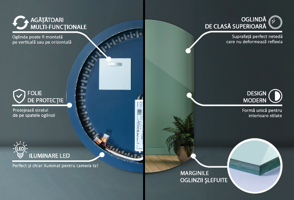 Szabálytalan led tükör dekoratív 70x80 cm