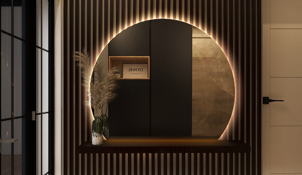 Szokatlan forma tükör led világítással dekoratív 74x90 cm