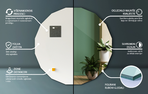 Geometriai tükör modern kiegészítés 100x100 cm